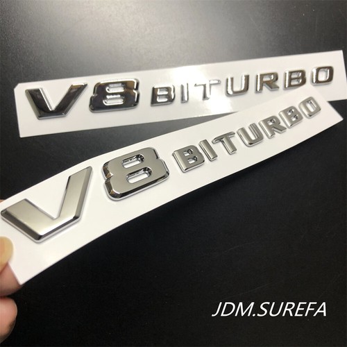 2Pcs Gloss Black V8 Biturbo Emblem Vent Fende Badge For Mercedes-Benz 2017-2022 - Picture 12 of 12