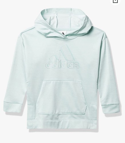 ADIDAS girls fleece HOODIE MINT HEATHER SIZE 4 - Picture 2 of 4