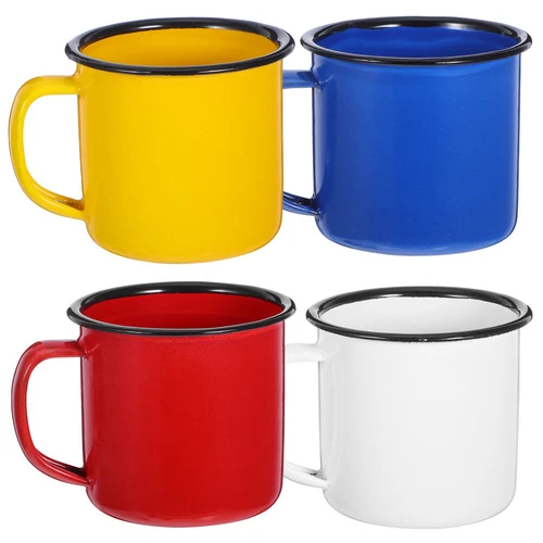  4 Pcs Enamel Drinking Cup Camp Coffee Enameled Travel Retro Mugs Vintage