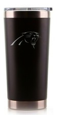 CAROLINA PANTHERS BLACK HYDRO ENGRAVED TUMBLER INSULATED DOUBLE WALL TRAVEL MUG