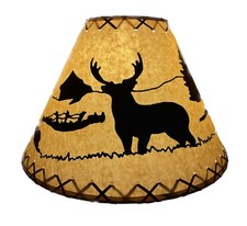 Rustic Oiled Kraft Lamp Shade with Deer Design - 16"