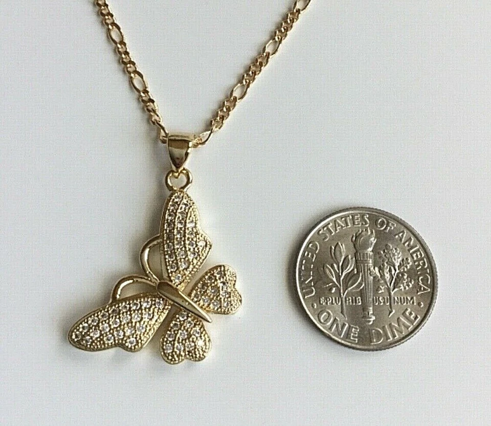 COLLAR MARIPOSA RELLENO ORO 18K 18" LARGO/CADENA DE MARIPOSA 18" LARGO - P39-1 Foto 4 de 4