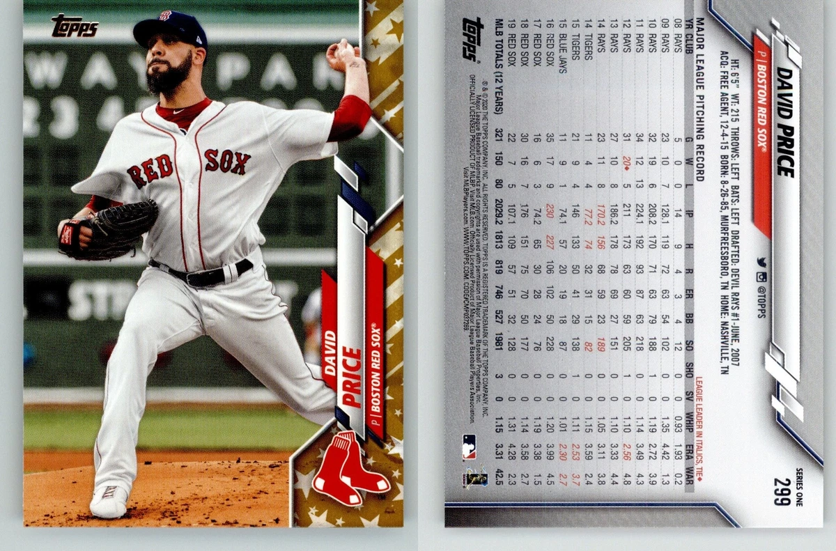 David Price 2020 Topps Gold Star #299 Boston Red Sox | eBay