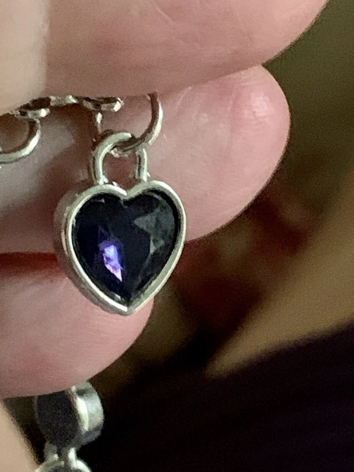 Pulseras de cristal LOVE corazón azul llenas de oro blanco de 18k nuevas sin etiquetas azul hipnotizante Foto 2 de 4