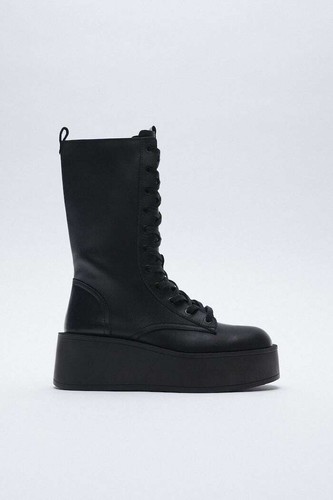 zara flat leather boot