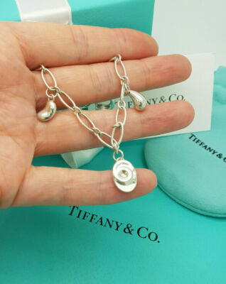 Tiffany & Co. Silver Elsa Peretti Aries Bean Heart Teardrop Oval