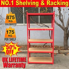 Heavy Duty Garage Racking Storage Shelving Unit Boltless Thick Shelves 5Tier-Red