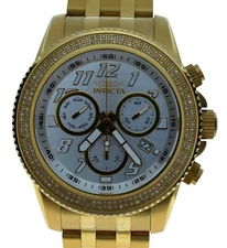 Men's 50mm Invicta Pro Diver Silver Dial Diamond Bezel Gold Tone Watch 16262!