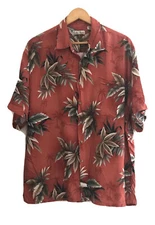 Hawaiian Shirt Palm Tree Tropical Island Vacation Button Hollis River Men's XL