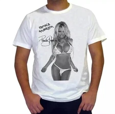 PAMELA ANDERSON Signed WHITE T Shirt Size S-5XL