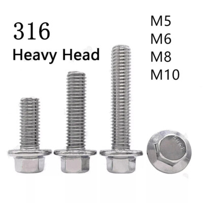 316 Stainless Steel Hexagon Flange Bolts Heavy Series M6 M8 M10