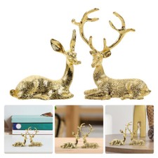 2Pcs Reindeer Resin Statue Desktop Ornament Modern Home Ornament Decor