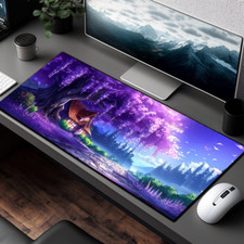 Anime Desk Pad, Purple Wisteria Dreamy Cottage Mouse Pad, Cute Mousepad XL