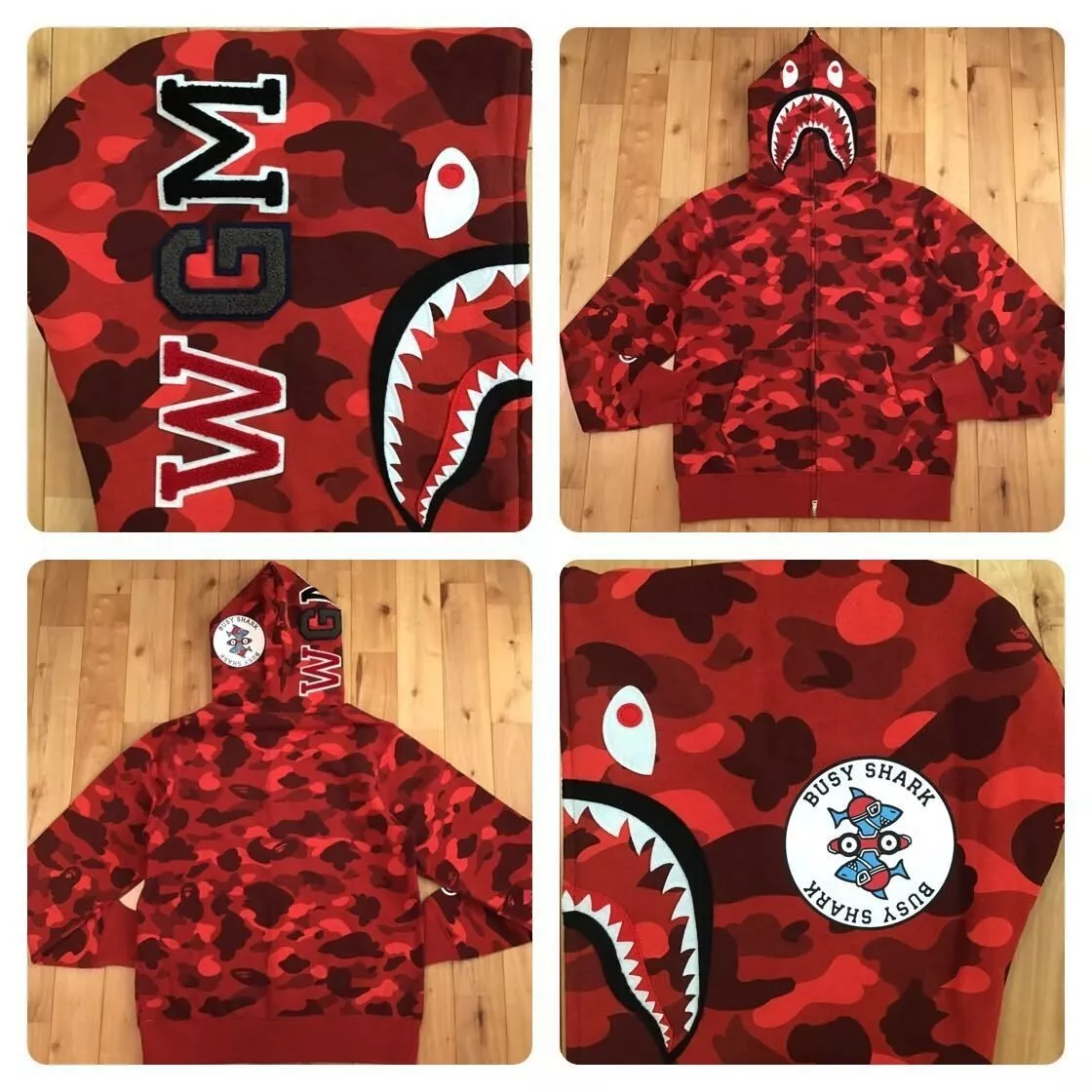 Bape Shark Hoodie Red Camo