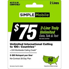  75 SIMPLE MOBILE REFILL  TOP UP