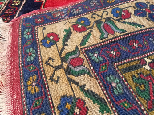 Tappeto Nigde Primitivo Blu Indaco Vintage Anni 50-1960 Lana Vergine Pile 4’6”x 8’3” - Foto 6 di 10