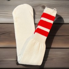 VTG Socks 80's Tube NOS 21" White Red Sports   Striped 10-13 90's