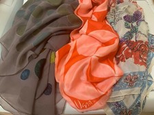 Elegant Silk Scarf Assorted Variety Set of 3 one Signed Vera