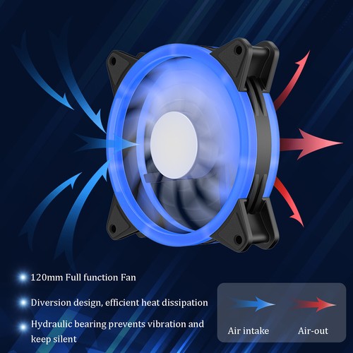 1-4PCS 120mm RGB LED Computer PC Case Fan Air Cooling Quiet Hydraulic Game Fans - Afbeelding 41 van 47
