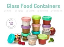 Melii Glass Food Storage Containers, Baby / Kids Food, 12 Containers