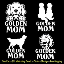 Golden Mom Two 5" White Vinyl Decals - Choice of Design - Car Truck Window