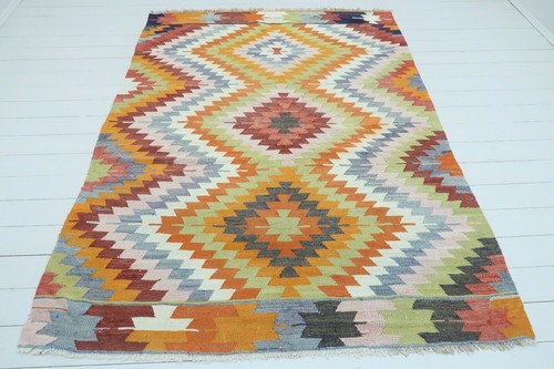 Anatolia Turkish Classic Antalya Kilim, Diamond Dsgn Rug 66"x89” Area Rug Carpet