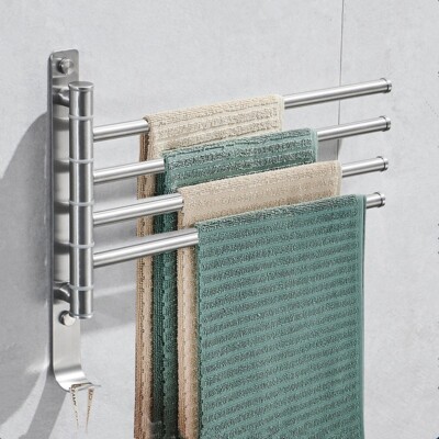 Brushed Nickel Swivel Bathroom Towel Rack 4-Arms Towel Bars