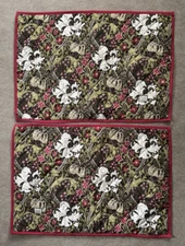 2 William Morris At Home GOLDEN LILY FOREST Quilted Queen Pillow Shams 31"x21"
