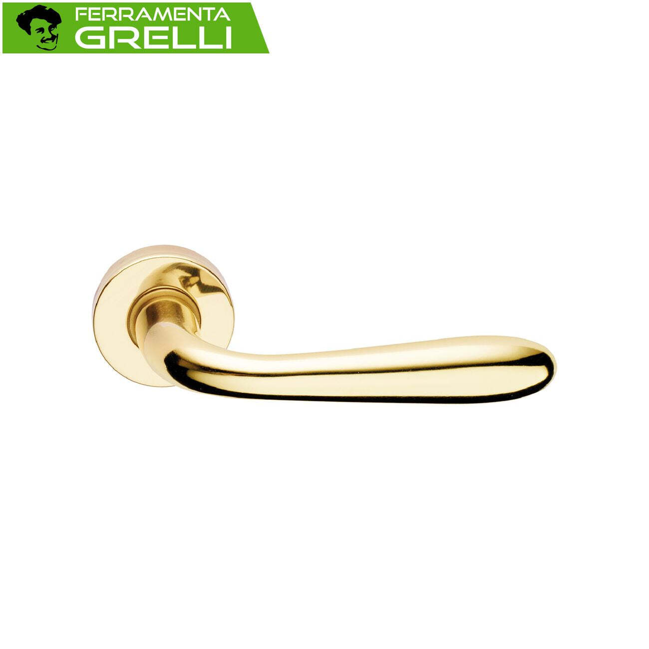 MANIGLIA PORTA BLINDATA ROSETTA TONDA 'GOCCIA' Sx • lucido verniciato