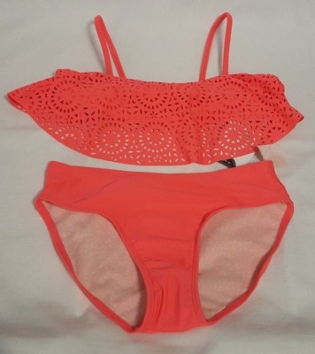 New Girl's Cleobella Turquoise UPF 50+ Coral 2 Piece Swimsuit Bathing Suit Large