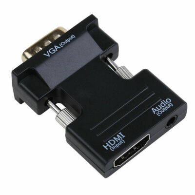 New HDMI Female to VGA Male Converter with Audio Adapter Support 1080P Signal US