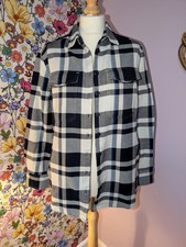 Baukjen Oversized Utility Shacket Jacket White Blue Checked Size 8 Nwt