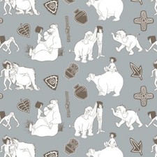 Camelot Walt Disney's Jungle Book 85220105 1 Stone Line Art BTY Cotton Fabric