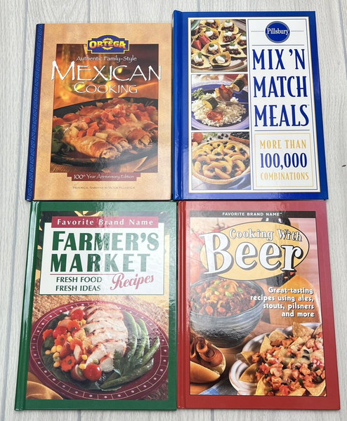 Cookbook Lot - Farmers Market Recipes Cooking With Beer Pillsbury Match Mexican