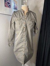 Gap Women's Green Button up Shirt Dress with Roll Tab Sleeves Size S