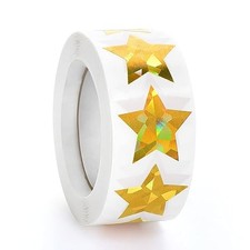 500PCS Star Stickers Sparkly Lables for Kids - 1" Holographic Gold
