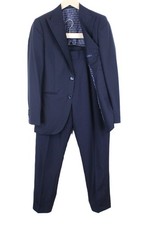 SUITSUPPLY La Spalla Men Suit UK34R Peak Lapel Pure Wool Lined Blue 2 Piece