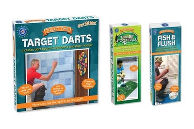 3er Pack WC Spiele Konvolut Spaß Badezeit Fischspülung Fußball Darts Geschenkset