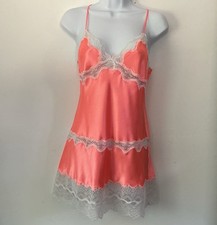 VTG Victoria  s Secret Satin Lace Slip Dress Coral Chemise Coquette Fairycore Sm
