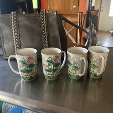 Set Of 4 Antique Chinese Qing Dynasty Chinese Famille Roseware Tea Mugs EC