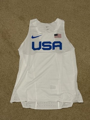 Size Medium Nike Pro Elite Team USA Marathon Track Singlet White Made In USA