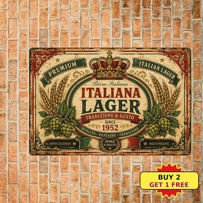 Premium Italian Beer Brewery Refreshing Beverage Ad Vintage Metal Sign 8x12