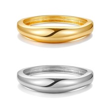 Chunky Gold Bangle Bracelets for Women Trendy Hinged Cuff Bracelet Set Waterproo