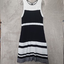 Talbots Womens Sweater Dress XL Sleeveless Shift Pointelle Stitch Pull On Lined