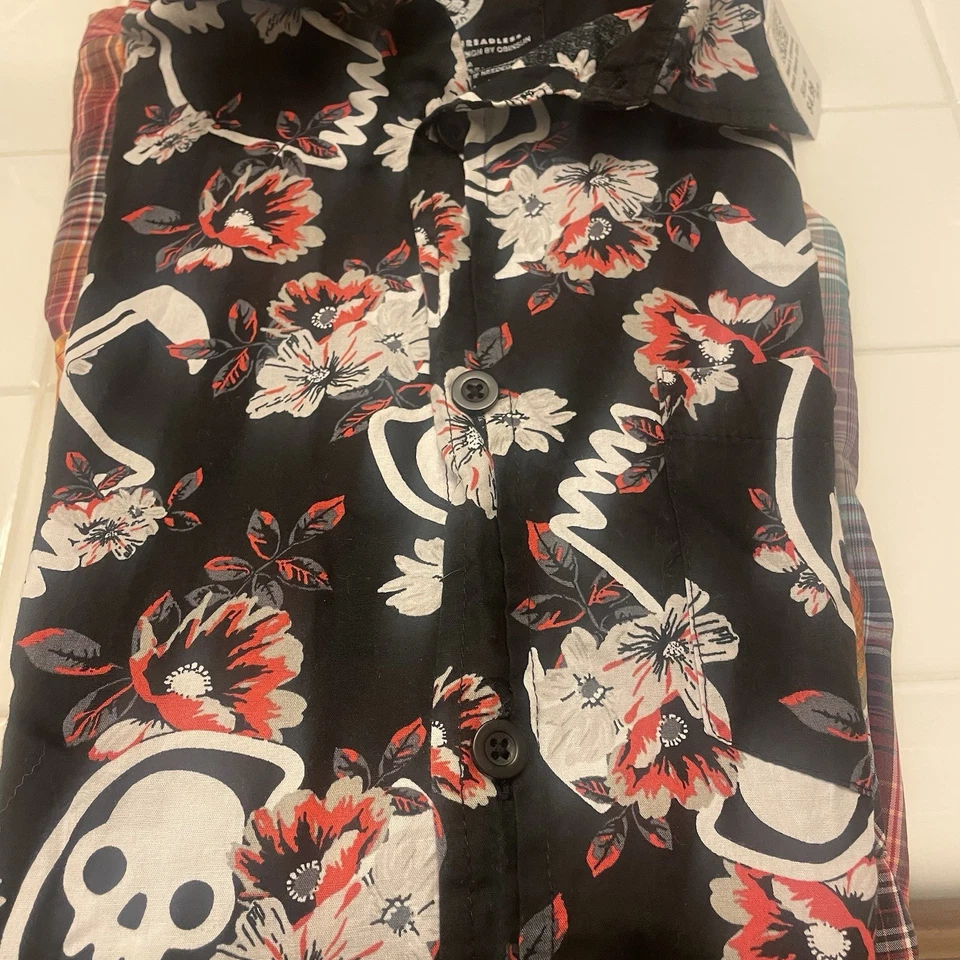 Camisa THREADLESS Obinsun média BOTÃO PARA CIMA MANGA CURTA Outra Noite Sombria, Caveira - Imagem 4 de 4