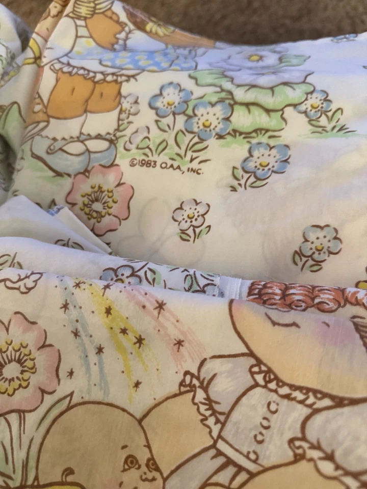 Vintage Cabbage Patch Kids 2 Lençóis 2 Twin Fitted Flat 1 travesseiro falso 1983 - Imagem 4 de 4