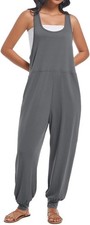 Women's Casual Sleeveless Jumpsuit Loose Fit One Piece Romper with Pockets