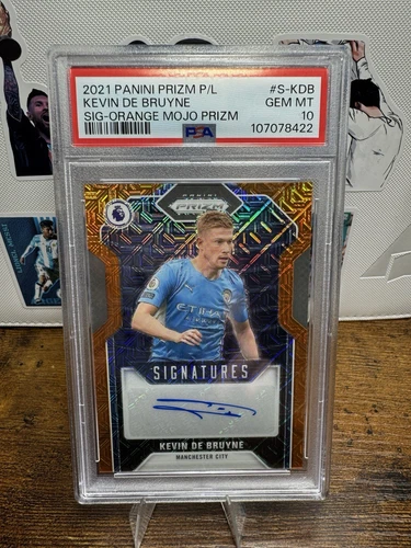 2021-22 Prizm - KEVIN DE BRUYNE Signatures Orange Mojo Auto PSA 10 Man City POP2