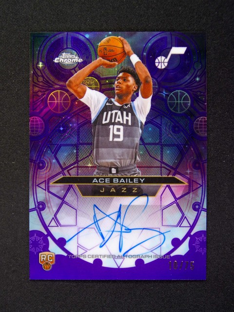 2025-26 Topps Chrome Update Ace Bailey RC Auto Chromographs Purple /75