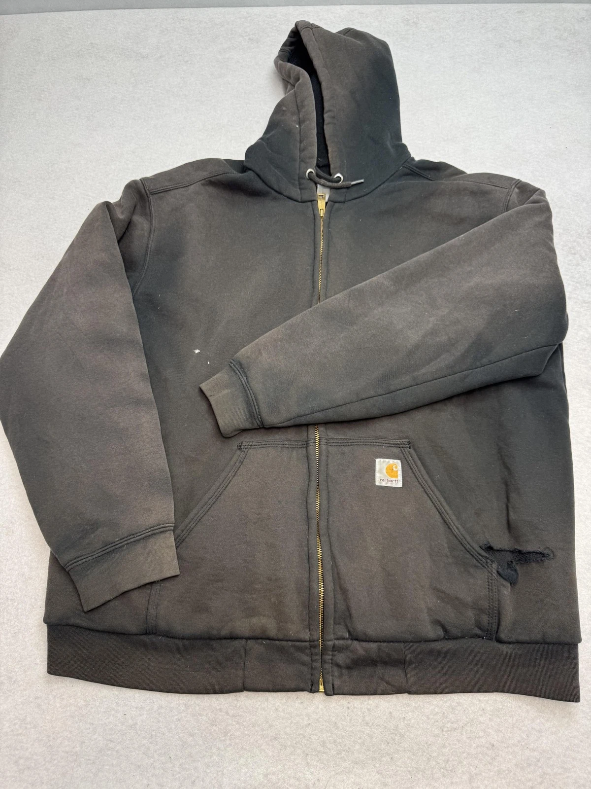 Carhartt 100632 Hoodie Mens XL Black Rain Defender Full Zip Thermal Lined